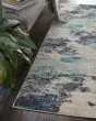 Celestial CES02 Ivory/Teal Blue 2'2"x7'6" Runner Rug
