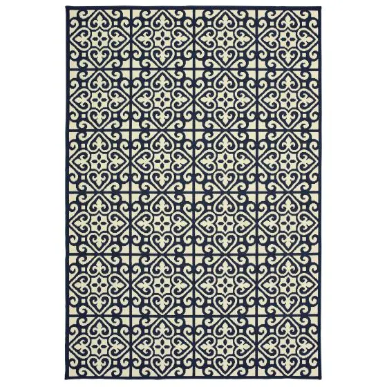 Marina 5927b Ivory/Navy Area Rug