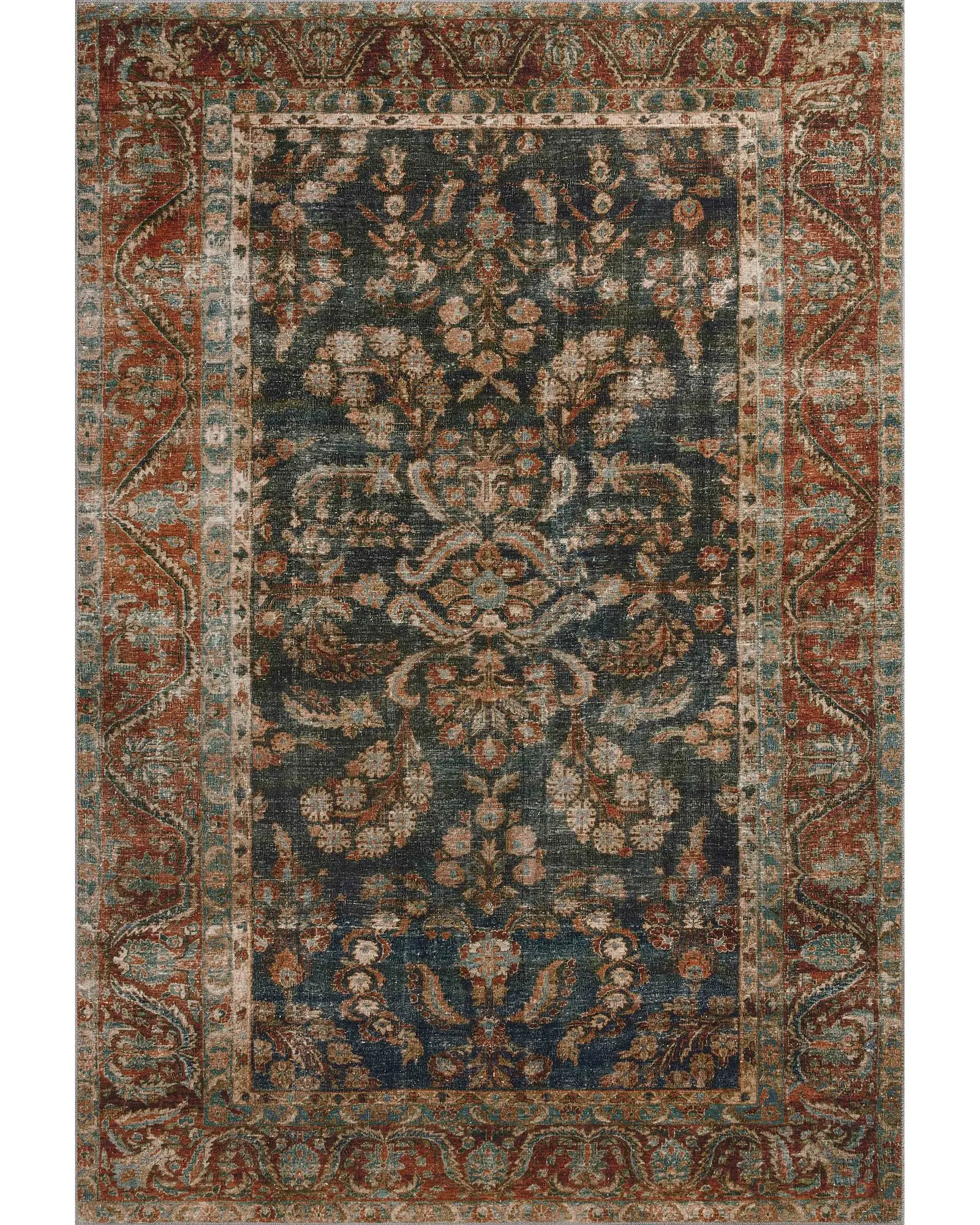 Loloi Jules JUL-10 Ocean/Spice Area Rug | Carpet Exchange