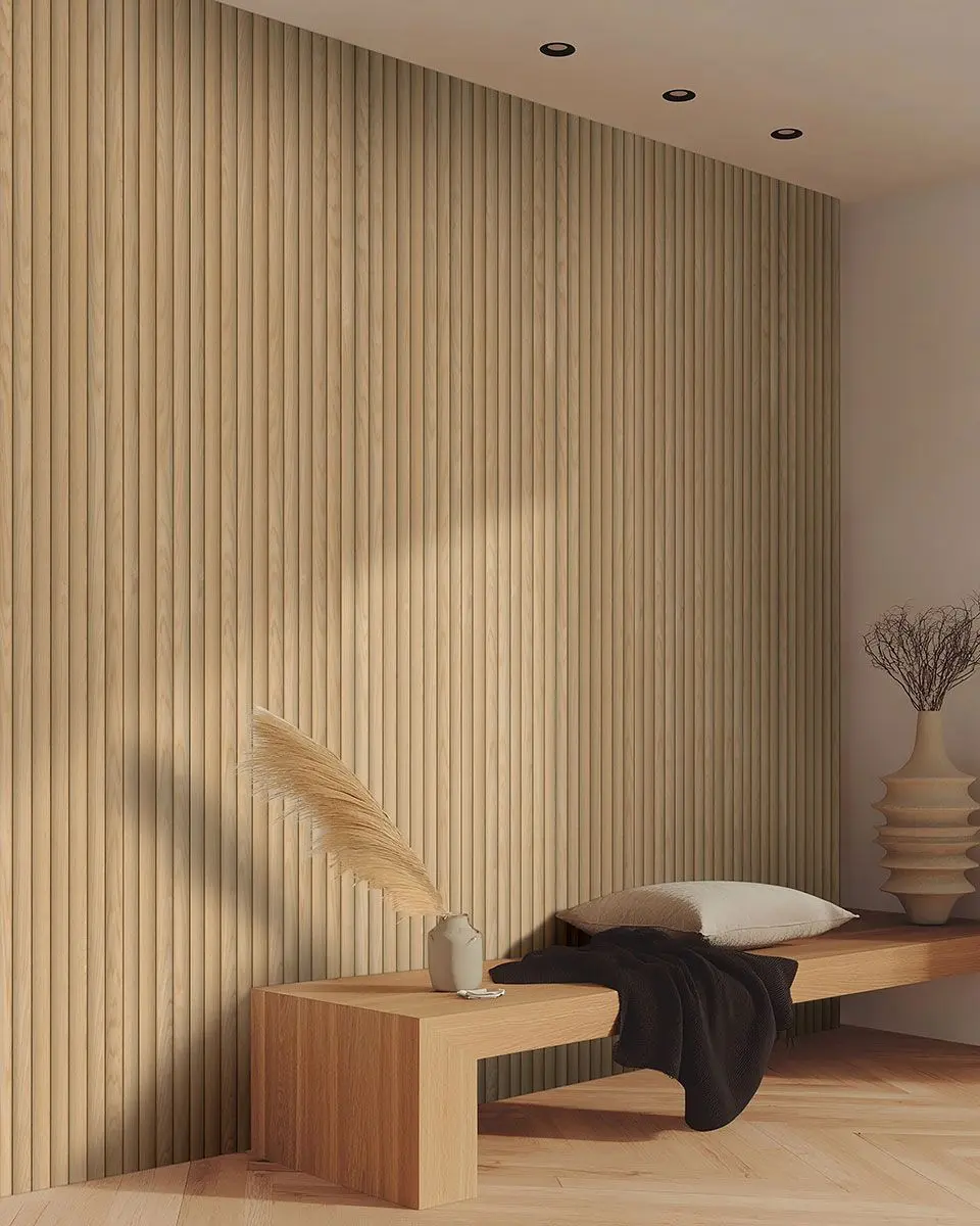 MSI Acoustic Reeded Wood Wall Panel Tawny | Carpet Exchange