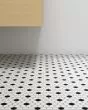 Circuit White w/black 1x1 Hexagon Matte Tile