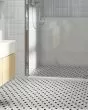 Circuit White w/black 1x1 Hexagon Matte Tile