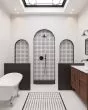 Le Cafe White/Black Matte Porcelain Octagon Mosaic Tile