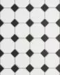 Le Cafe White/Black Matte Porcelain Octagon Mosaic Tile