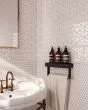 Le Cafe White Glossy Porcelain Half Hexagon Mosaic Tile