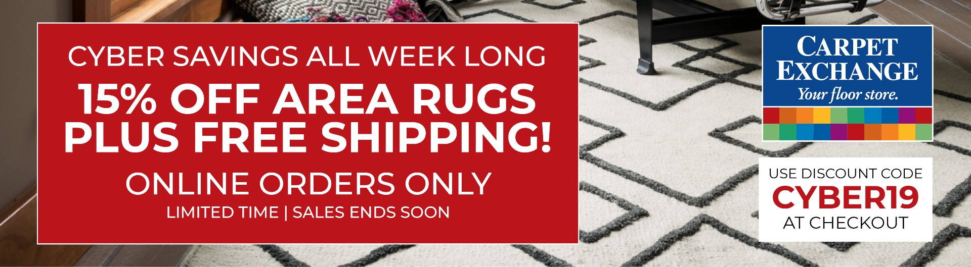 Cyber Week Savings - 15% Off Area Rugs, Plus Free Shipping!